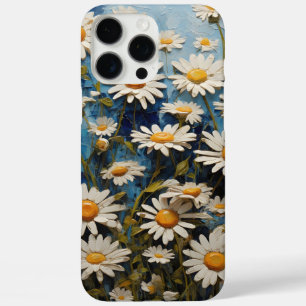 Schöne Gänseblümchen auf blauem Hintergrund iPhone 16 Pro Max Hülle