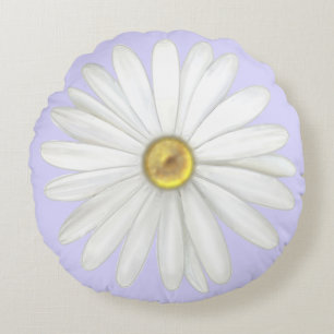 Schöne Gänseblümchen-Blume auf hellblauem Immergrü Rundes Kissen