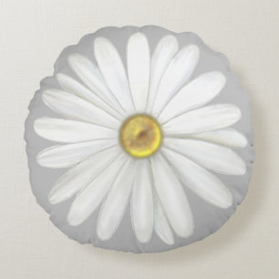 Schöne Gänseblümchen-Blume auf Hellgrau Rundes Kissen