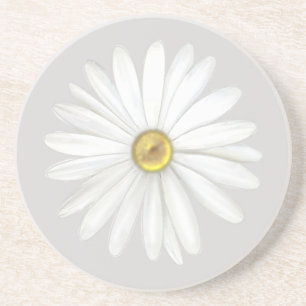 Schöne Gänseblümchen-Blume auf hellgrauem Silber Getränkeuntersetzer