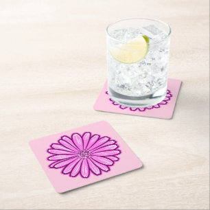 Schöne Gänseblümchen-Blume, Halftone-Illustration Rechteckiger Pappuntersetzer