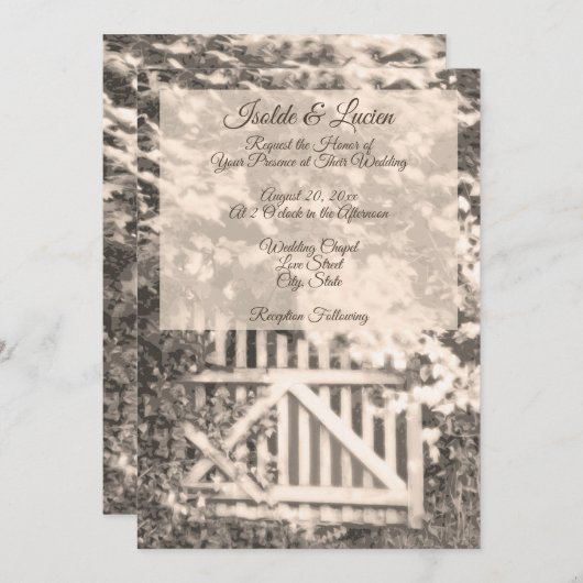 Schöne Garden Gate Wedding Einladung (Vorne/Hinten)