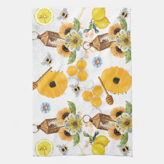 Schöne Gartenbeere Sonnenblumenmuster Geschirrtuch (Vertikal)