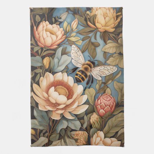 Schöne Gartenbiene mit Protea-Blumen Geschirrtuch (Vertikal)