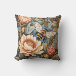 Schöne Gartenbiene mit Protea-Blumen Kissen