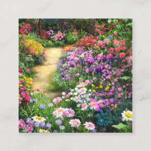 Schöne Gartenlandschaft Blume Illustration Schmerz Quadratische Visitenkarte