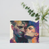 Schöne Gay Liebe Postcard Postkarte (Stehend Vorderseite)