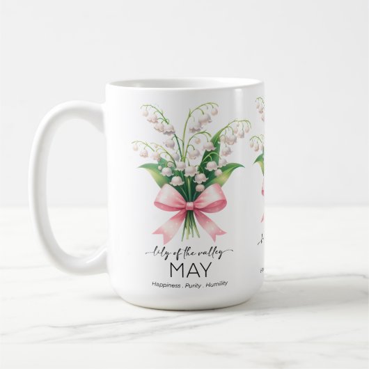 Schöne Geburtsmonatsblume/Maiglöckchen Kaffeetasse (Links)