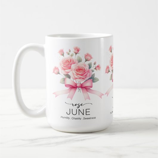 Schöne Geburtsmonatsblume/Rose/Juni Kaffeetasse (Links)