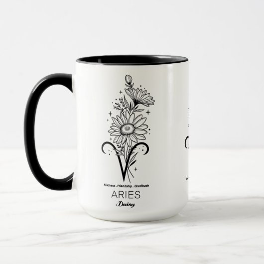 Schöne Geburtsmonatsblume/Sternzeichen/Widder Tasse (Links)