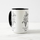 Schöne Geburtsmonatsblume/Sternzeichen/Widder Tasse (Vorderseite Links)
