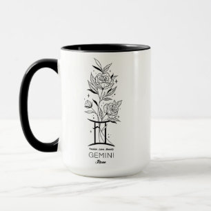 Schöne Geburtsmonatsblume/Sternzeichen/Zwillinge Tasse