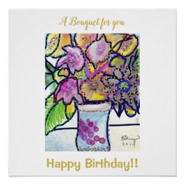 Schöne Geburtstagskarte Giant Bouquet Poster