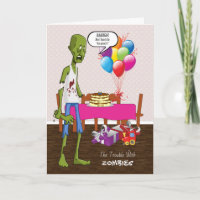Schöne Geburtstagskarte mit Zombie im Party