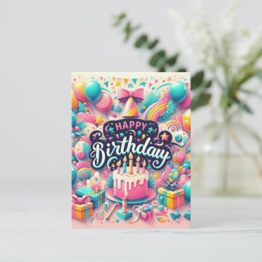 Schöne Geburtstagskarte Postkarte (Stehend Vorderseite)