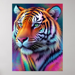 Schöne Gefärbte Krawatte Tiger Pattern Kunst Poster