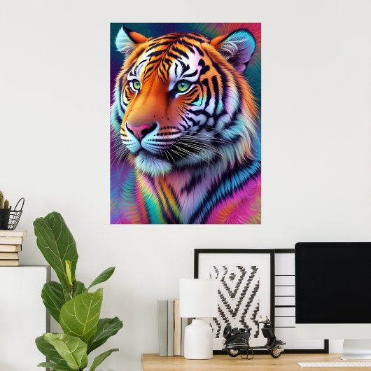 Schöne Gefärbte Krawatte Tiger Pattern Kunst Poster (Heimbüro)