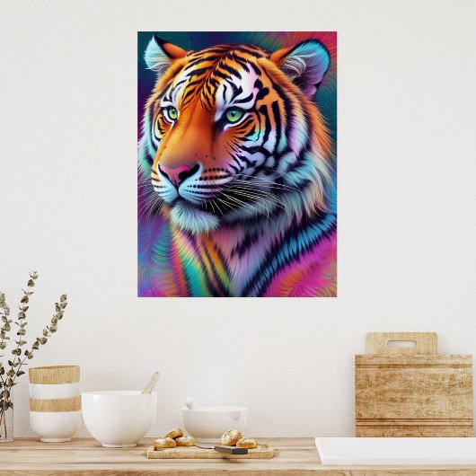 Schöne Gefärbte Krawatte Tiger Pattern Kunst Poster (Küche)
