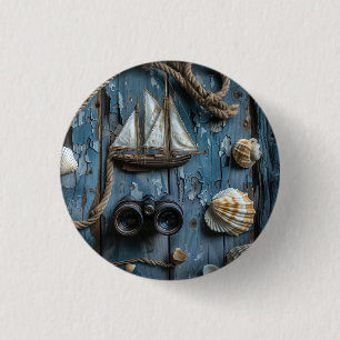 Schöne Gegenstände auf Holzfußboden Button