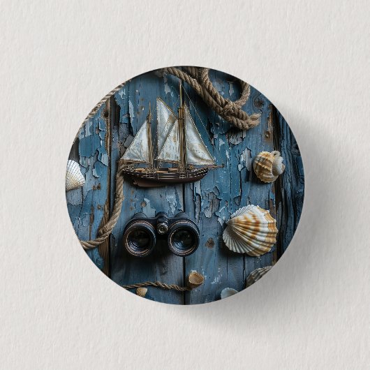 Schöne Gegenstände auf Holzfußboden Button (Vorderseite)