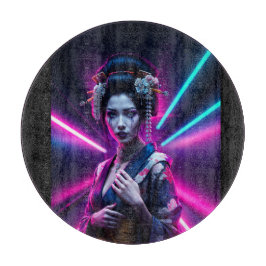Schöne Geisha Puzzle mit Neon - Elegan Schneidebrett