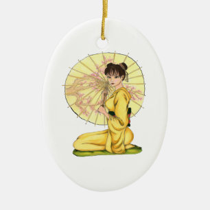 SCHÖNE GEISHA-ZEREMONIE KERAMIK ORNAMENT