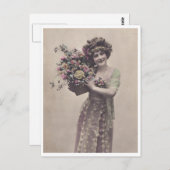 Schöne gekleidete Retro Young Woman Postkarte (Vorne/Hinten)