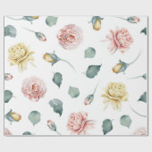 Schöne, gelb und rosa Rose mit Blumen Geschenkpapier (Flach)