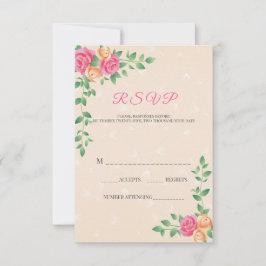 Schöne Gelb- und Rosenrosen RSVP Karte
