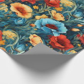 Schöne gelbe blaue Blumen Botanische Printwerbung Geschenkpapier (Ecke)