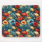 Schöne gelbe blaue Blumen Botanische Printwerbung Mousepad (Vorne)