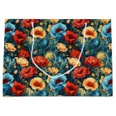 Schöne gelbe blaue und rote Blumenmuster Große Geschenktüte (Vorderseite)