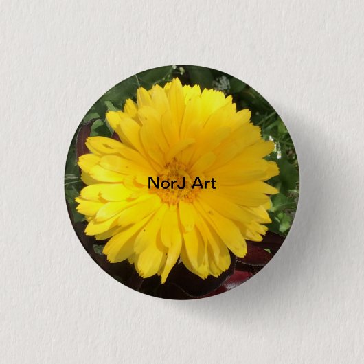 Schöne gelbe Blume durch NorJ Kunst Button (Vorderseite)