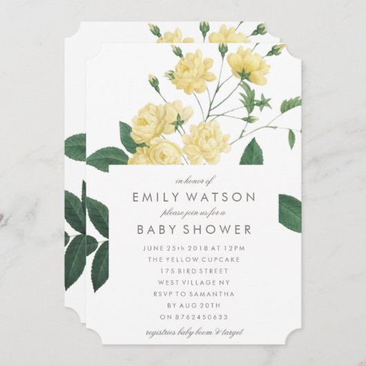 Schöne gelbe Blume Kinderdusche Einladung (Vorne/Hinten)