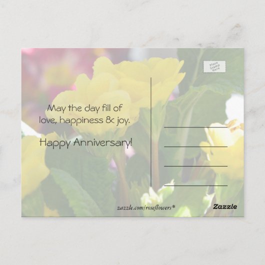 Schöne gelbe Blume zum Jubiläum Postkarte (Rückseite)