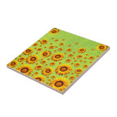 Schöne gelbe Blumen auf abstraktem Grün Fliese (Seite)