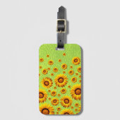 Schöne gelbe Blumen auf abstraktem Grün Gepäckanhänger (Vorderseite Vertikal)