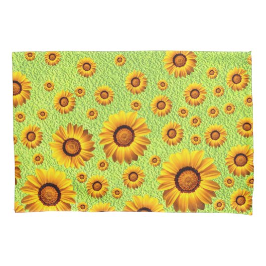 Schöne gelbe Blumen auf abstraktem Grün Kissenbezug (Vorderseite)