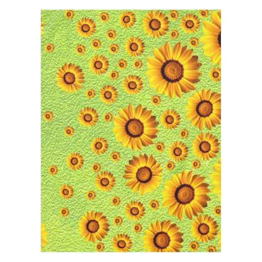 Schöne gelbe Blumen auf abstraktem Grün Tischdecke (Vorderseite)