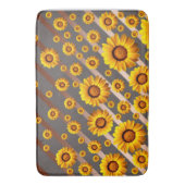 Schöne gelbe Blumen auf grauen, braunen Streifen Badematte (Vorderseite Vertikal)