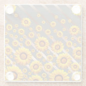 Schöne gelbe Blumen auf grauen, braunen Streifen Glasuntersetzer (Rückseite)