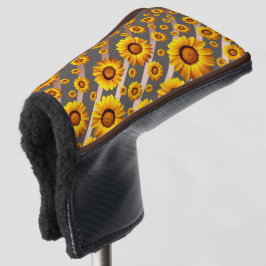 Schöne gelbe Blumen auf grauen, braunen Streifen Golf Headcover