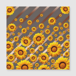 Schöne gelbe Blumen auf grauen, braunen Streifen Magnetkarte