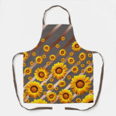 Schöne gelbe Blumen auf grauen, braunen Streifen Schürze (Vorderseite)