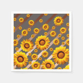 Schöne gelbe Blumen auf grauen, braunen Streifen Serviette (Vorderseite)