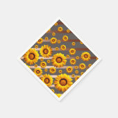 Schöne gelbe Blumen auf grauen, braunen Streifen Serviette (Ecke)