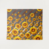 Schöne gelbe Blumen auf grauen, braunen Streifen Wandteppich (Vorderseite (Horizontal))