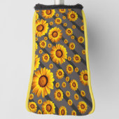 Schöne gelbe Blumen auf grauen, schwarzen Streifen Golf Headcover (Rotieren 90)