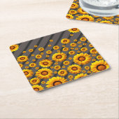 Schöne gelbe Blumen auf grauen, schwarzen Streifen Rechteckiger Pappuntersetzer (angewinkelt)