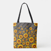 Schöne gelbe Blumen auf grauen, schwarzen Streifen Tasche (Rückseite)